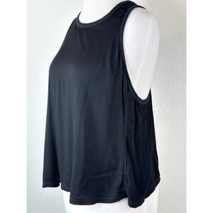 Electric & Rose Black Flowy Racerback Tank Asymmetrical Hem Athleisure L